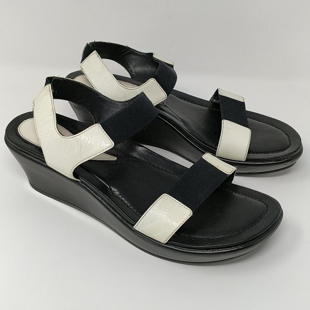 Dansko Black Off-White Wedge Sandals Size 41